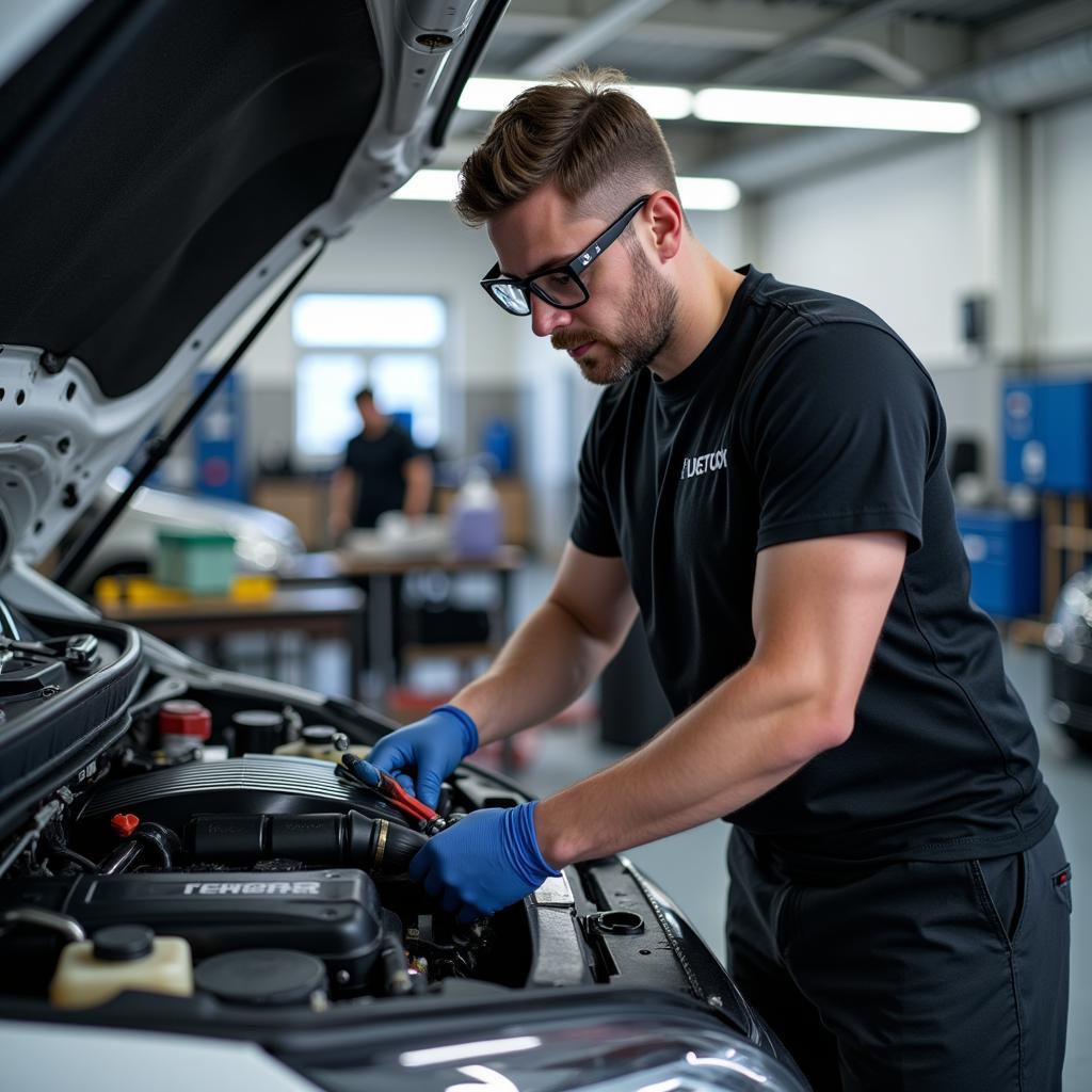 Experienced Technician Working on a Car Engine