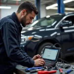 ASE Certified Technician Performing a Vehicle Inspection