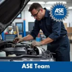 ASE Certified Technician Working on a Car Engine