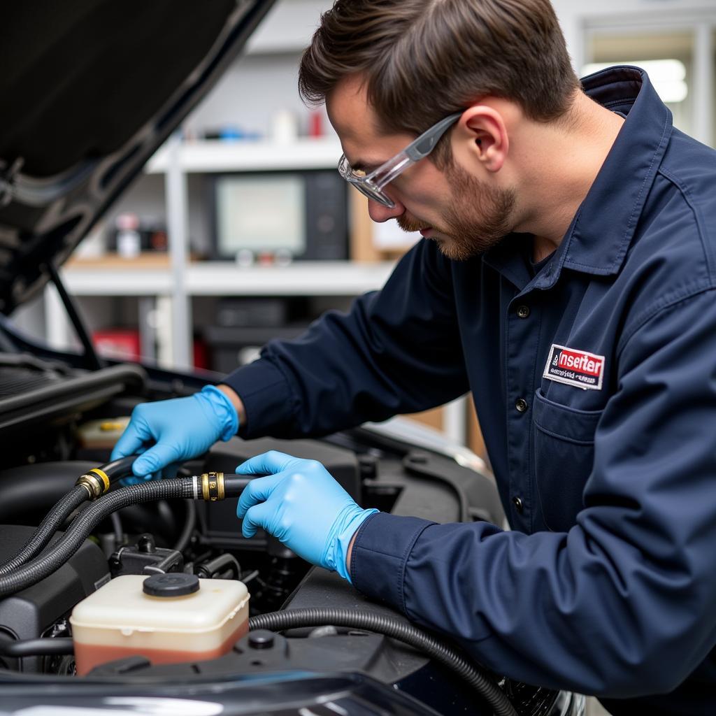 Technician Performing an Auto AC Flush Service