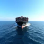 Vehicle Carrier Transporting Cars Across the Ocean