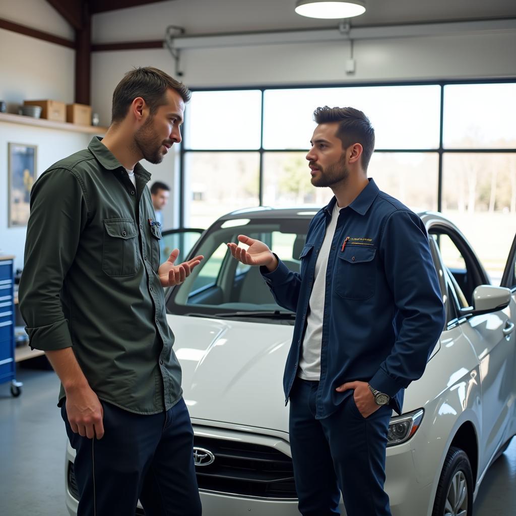 Customer Consulting with Auto Glass Technician