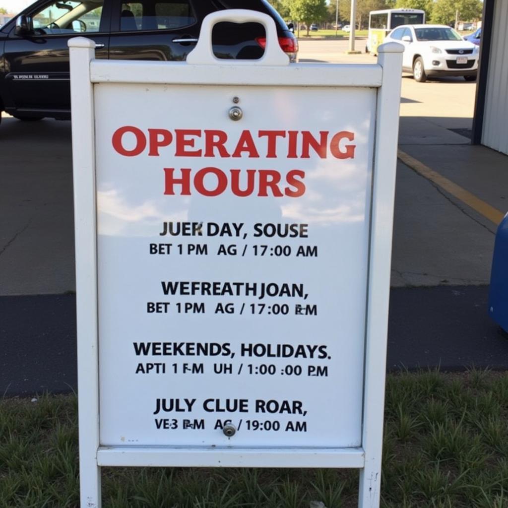 Auto Lube Service Center Hours Sign