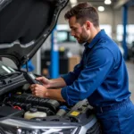 Mechanic Checking a Car Under the Hood