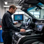 Modern diagnostic equipment being used in an auto service center in Belmond, IA