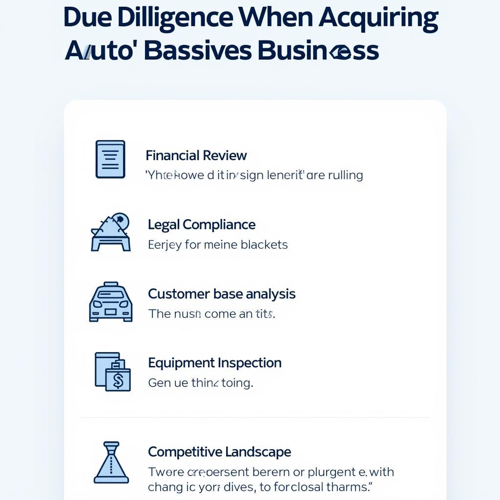 Due Diligence Checklist for Buying an Auto Service Business