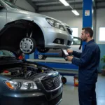 Auto Service Center in Chelsea performing a vehicle inspection