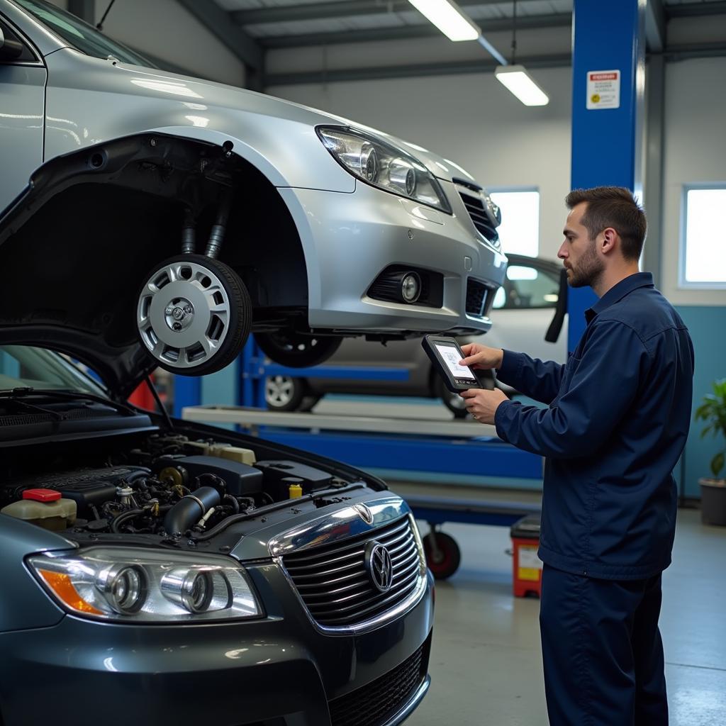 Auto Service Center in Chelsea performing a vehicle inspection