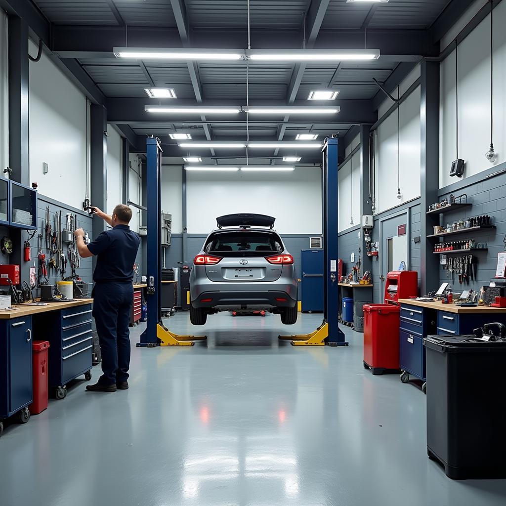 Modern Auto Service Center Maintenance Bay