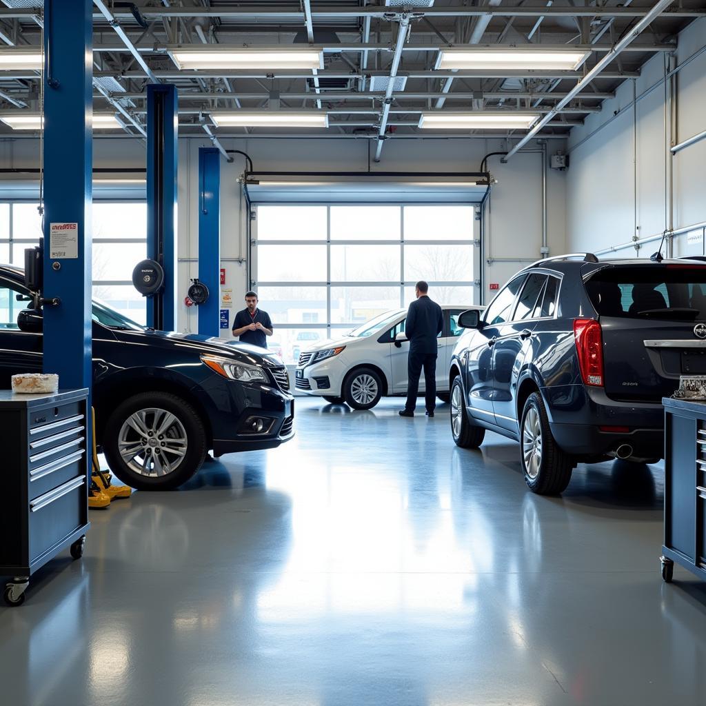 Modern and clean auto service garage interior in Stanley