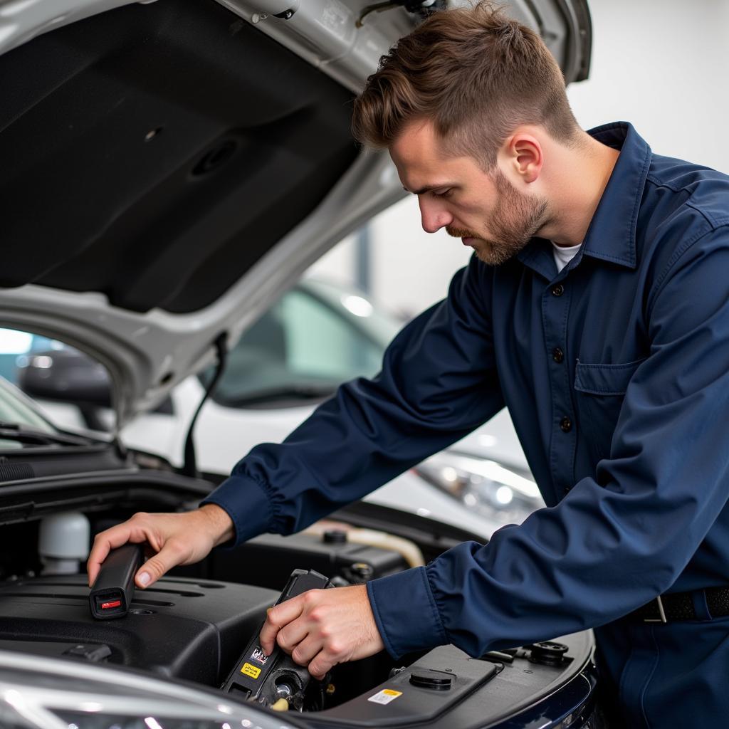 Mechanic Checking Car in Island Park