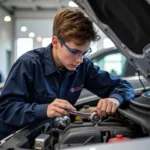 Auto Service Junior Working on an Engine