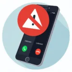 Illustration of a phone with a warning sign about auto service scams