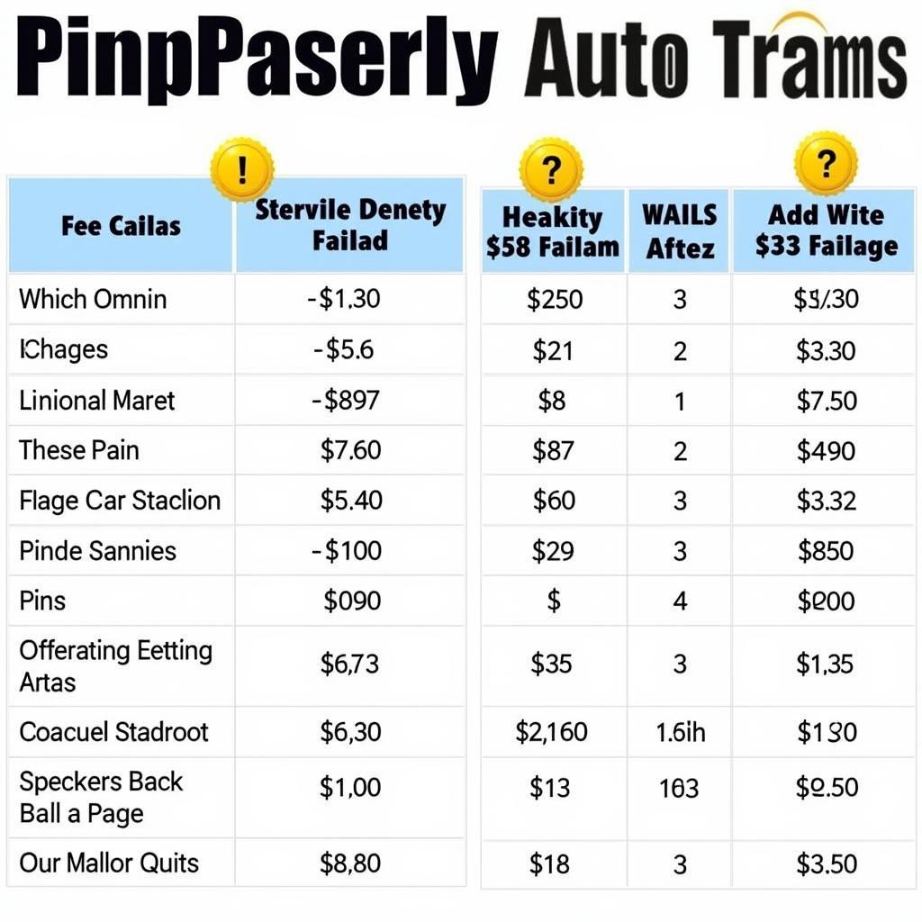 Comparing Auto Service Price Lists