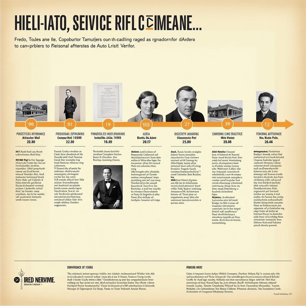 A timeline of the Auto Service Rifle Co.'s history, showing key milestones and influential figures.