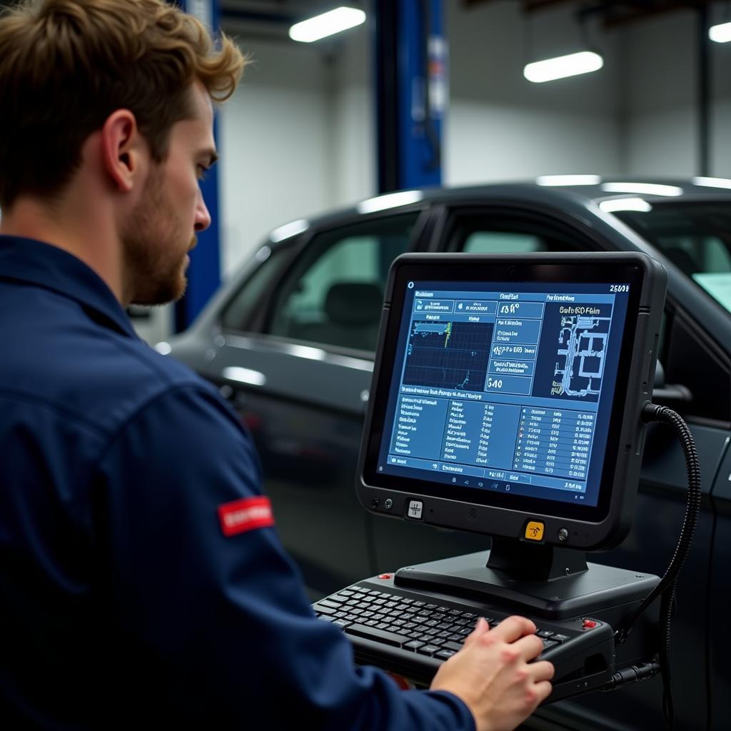 Modern diagnostic tools used in auto service centers.