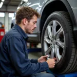 Technician Rotating Tires in Watertown NY