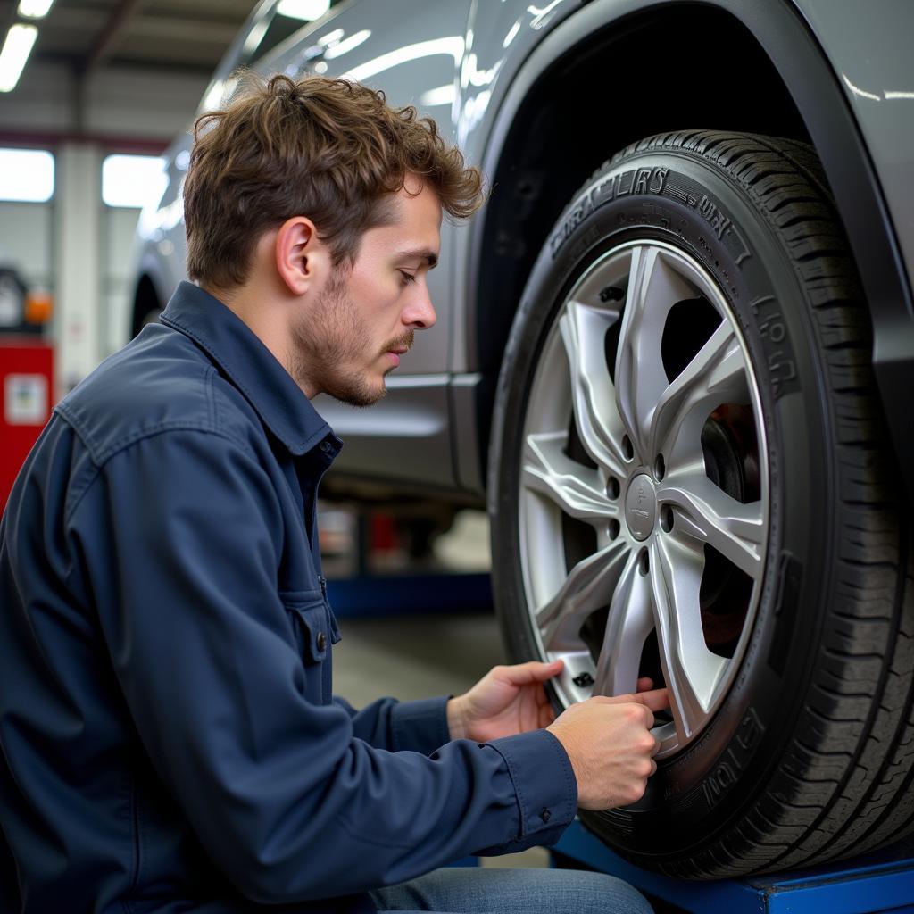 Technician Rotating Tires in Watertown NY