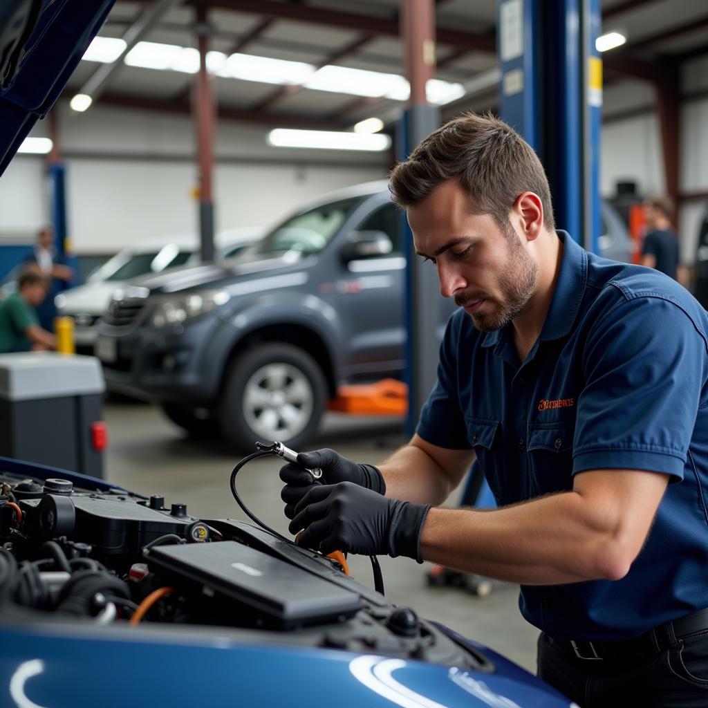 Mechanic Working on a Car in Wellsford