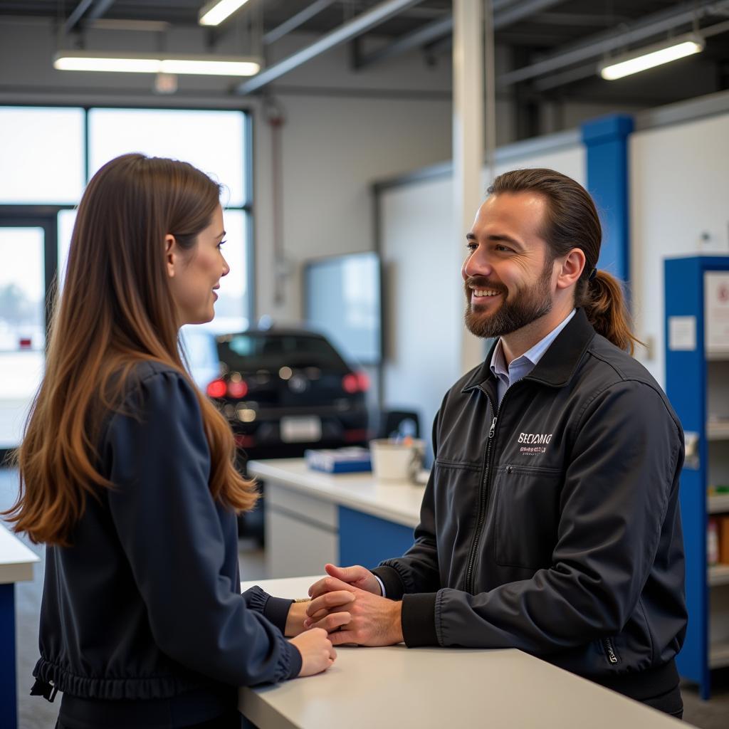 Customer Interacting with Service Advisor