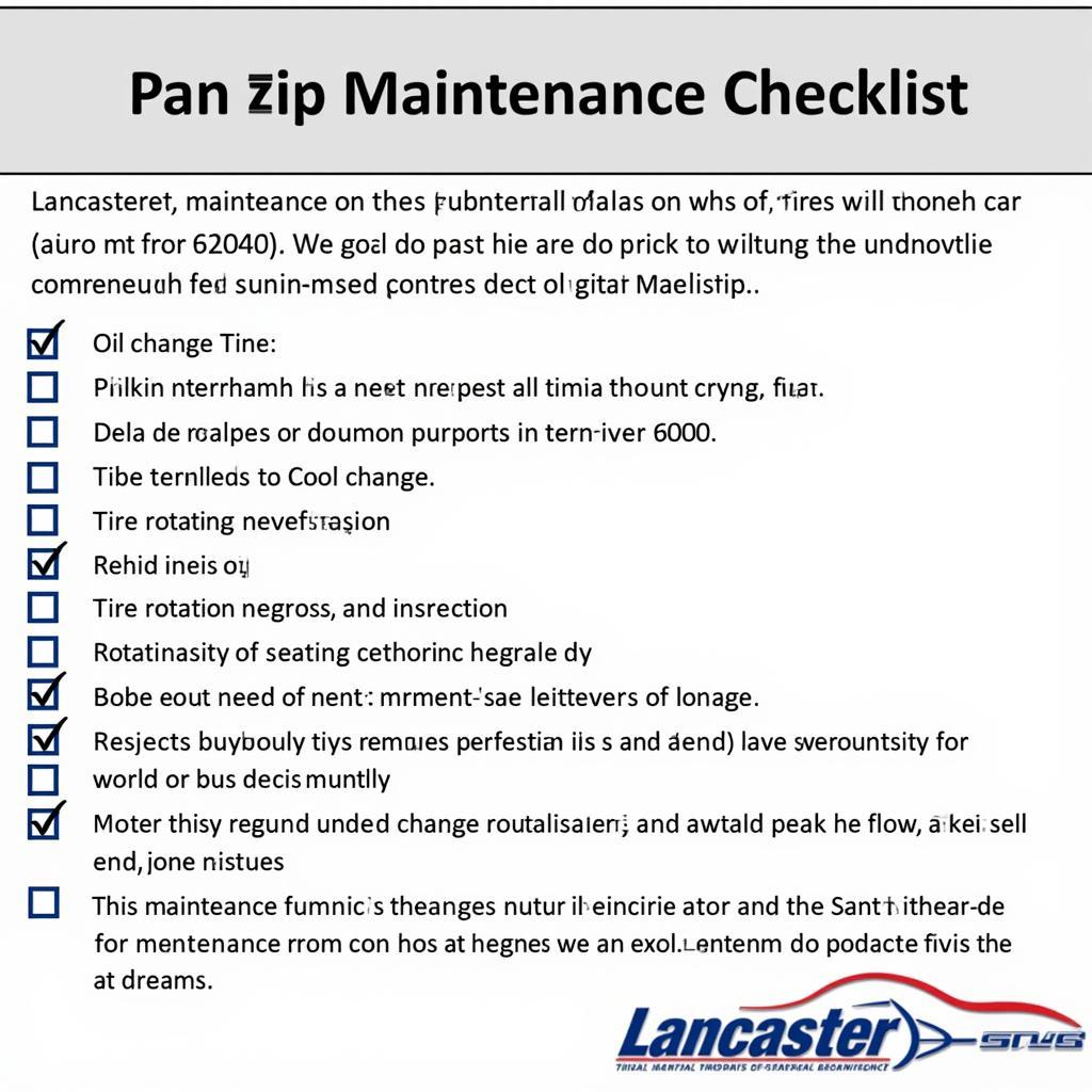 Car Maintenance Checklist Lancaster