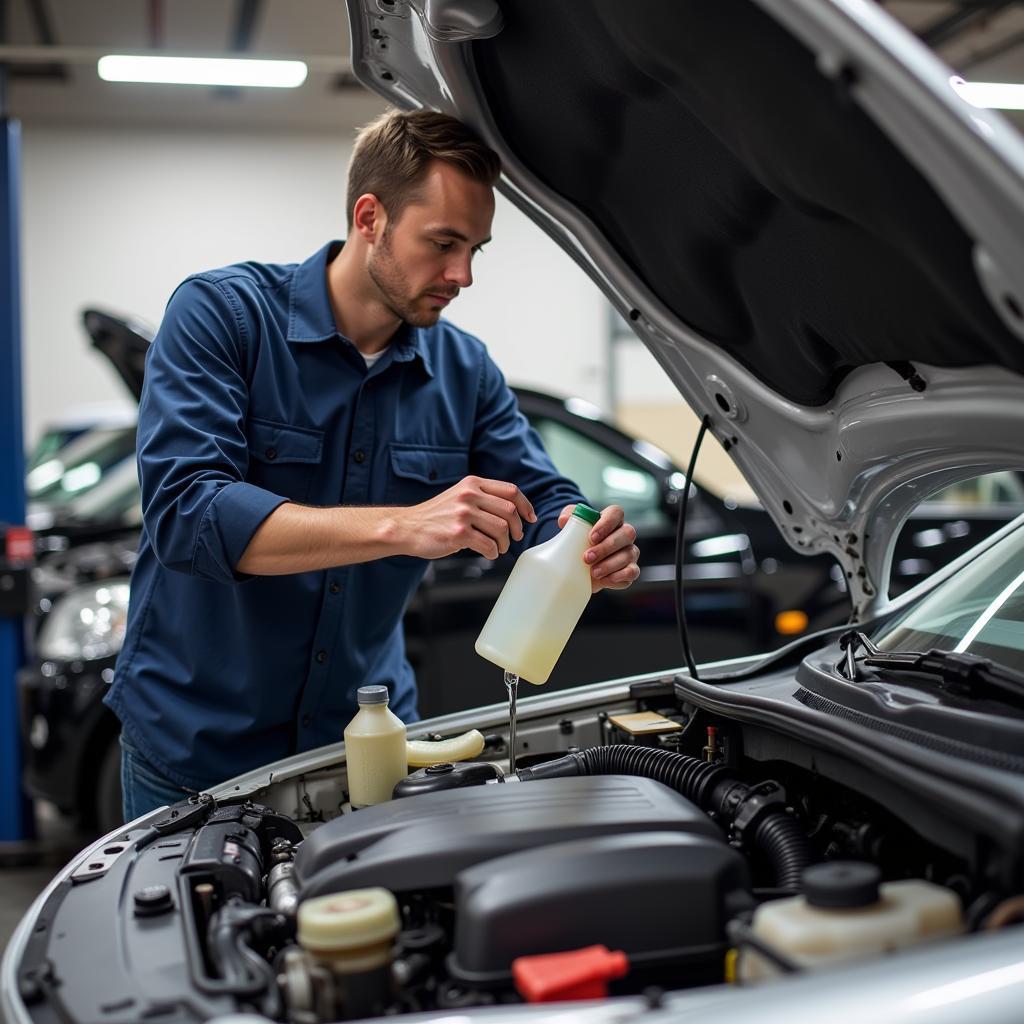 Car Maintenance in Columbus, GA: Technician Checking Fluids