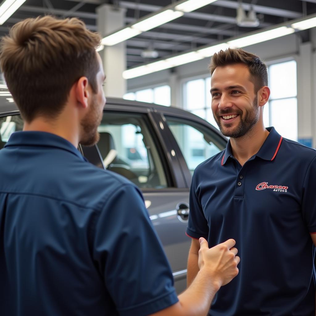 Customer interacting with Chacon Autos Service Representative