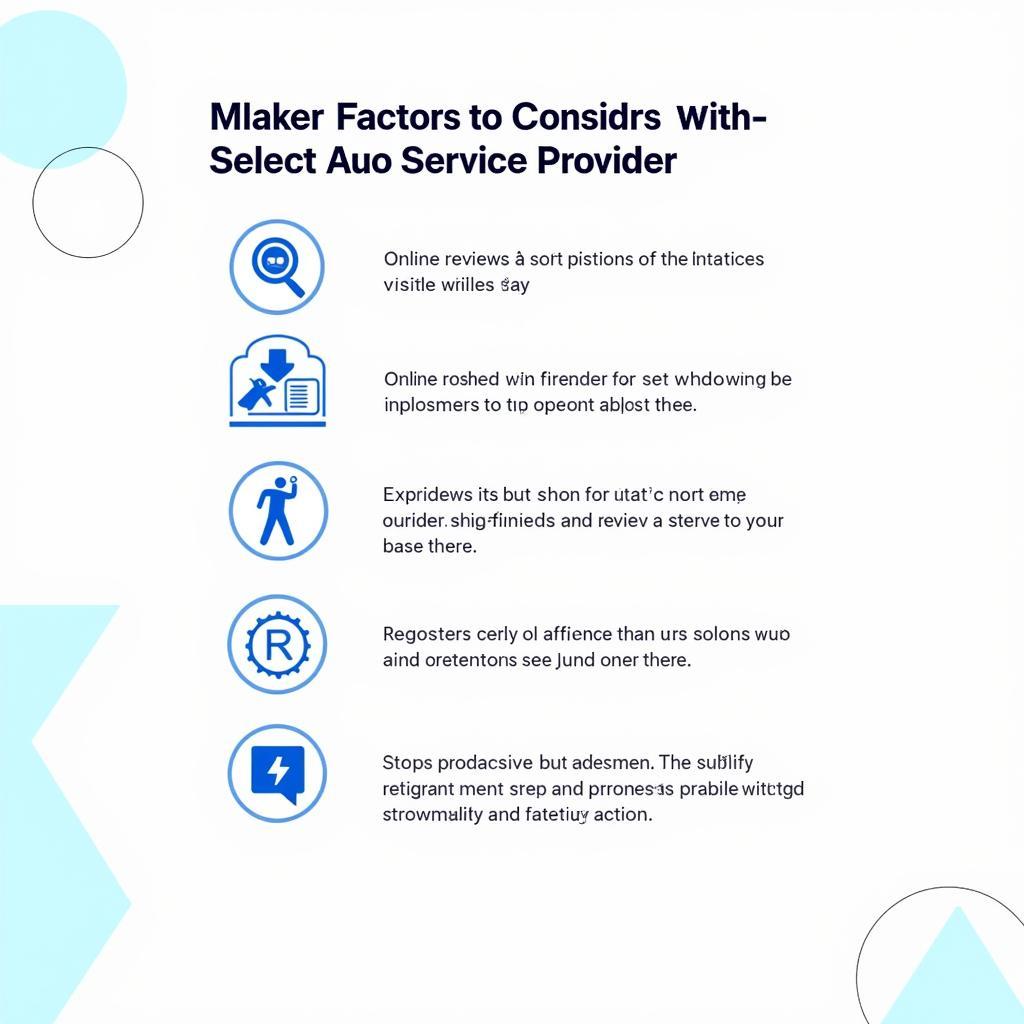 Factors to Consider When Choosing an Auto Service Provider