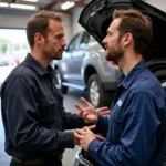 Customer Discussing Car Issues with Mechanic in Hamburg, PA