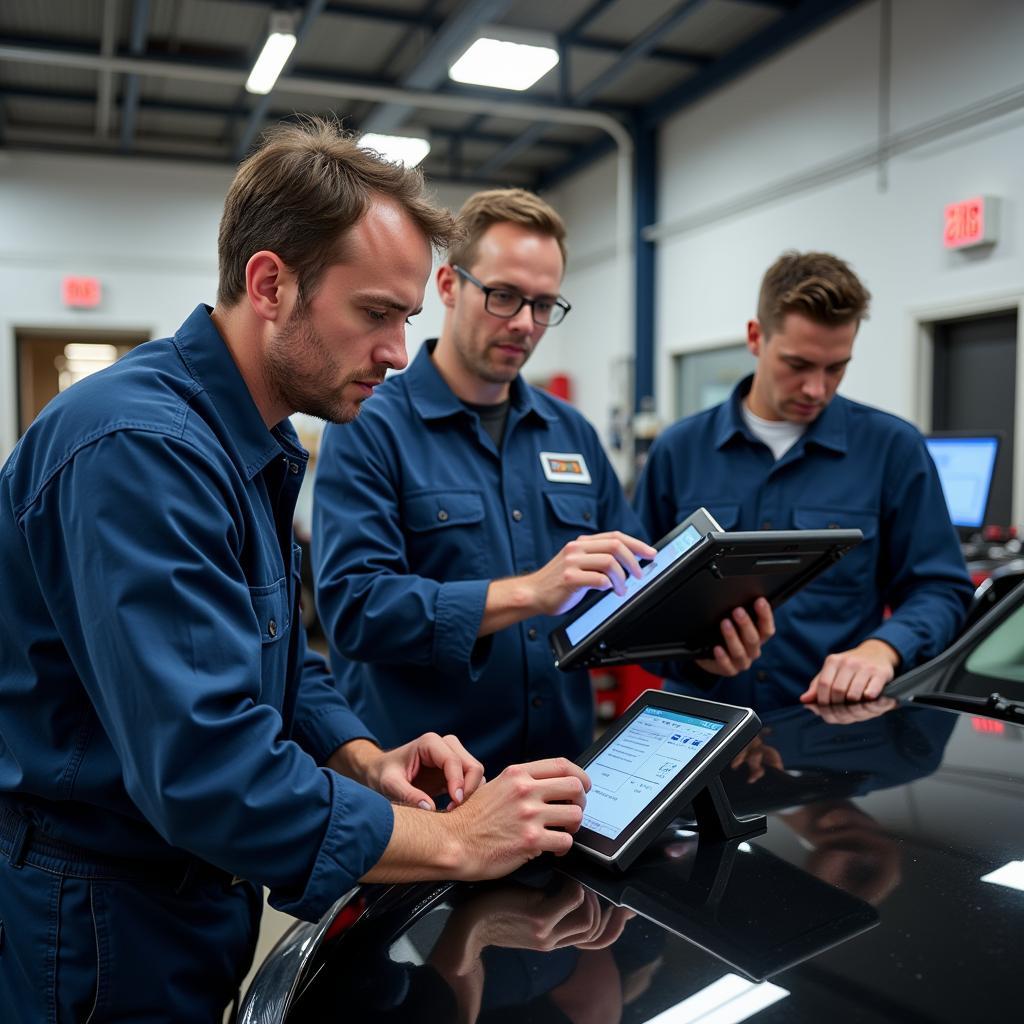 Certified Technicians Working in an East Coast Auto Service Center