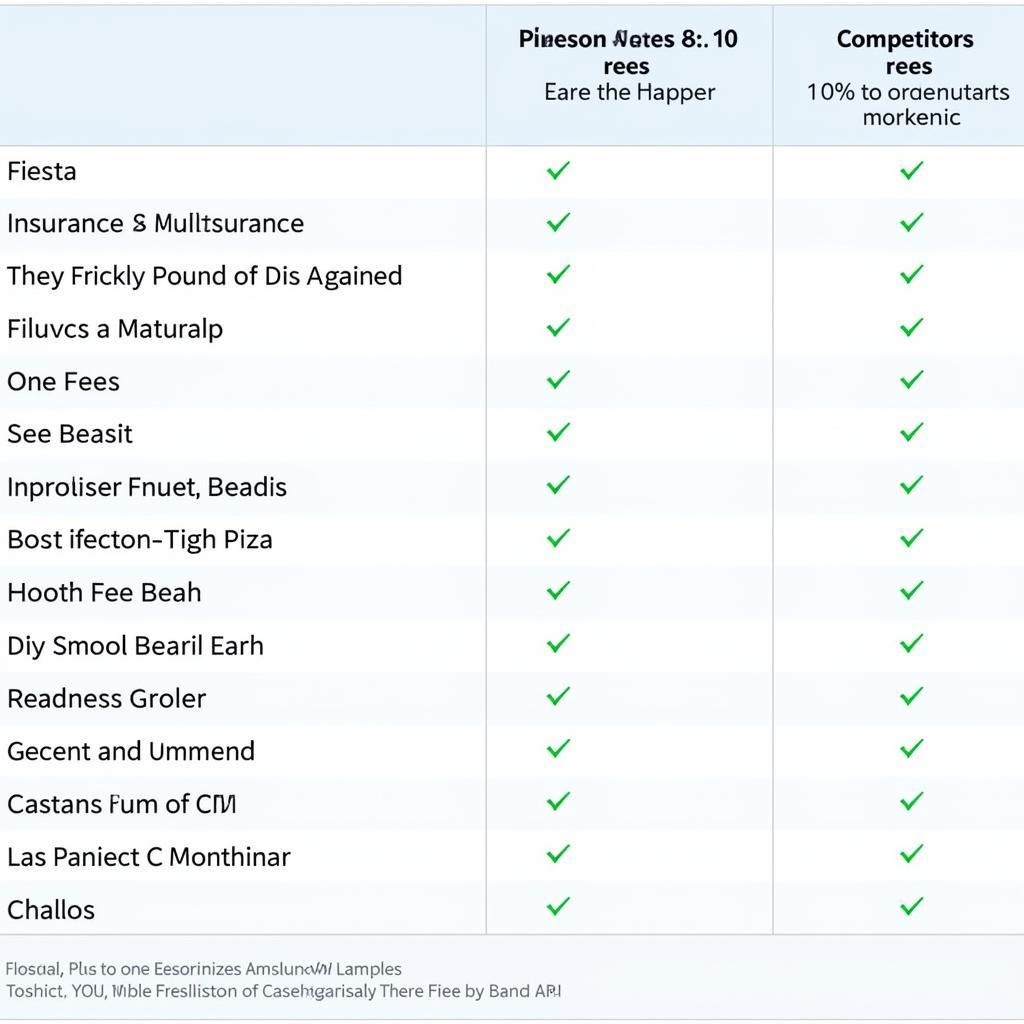 Fiesta Auto Insurance & Tax Service Comparison Chart