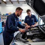 ASE Certified Technicians Working on a Car in Hixson TN