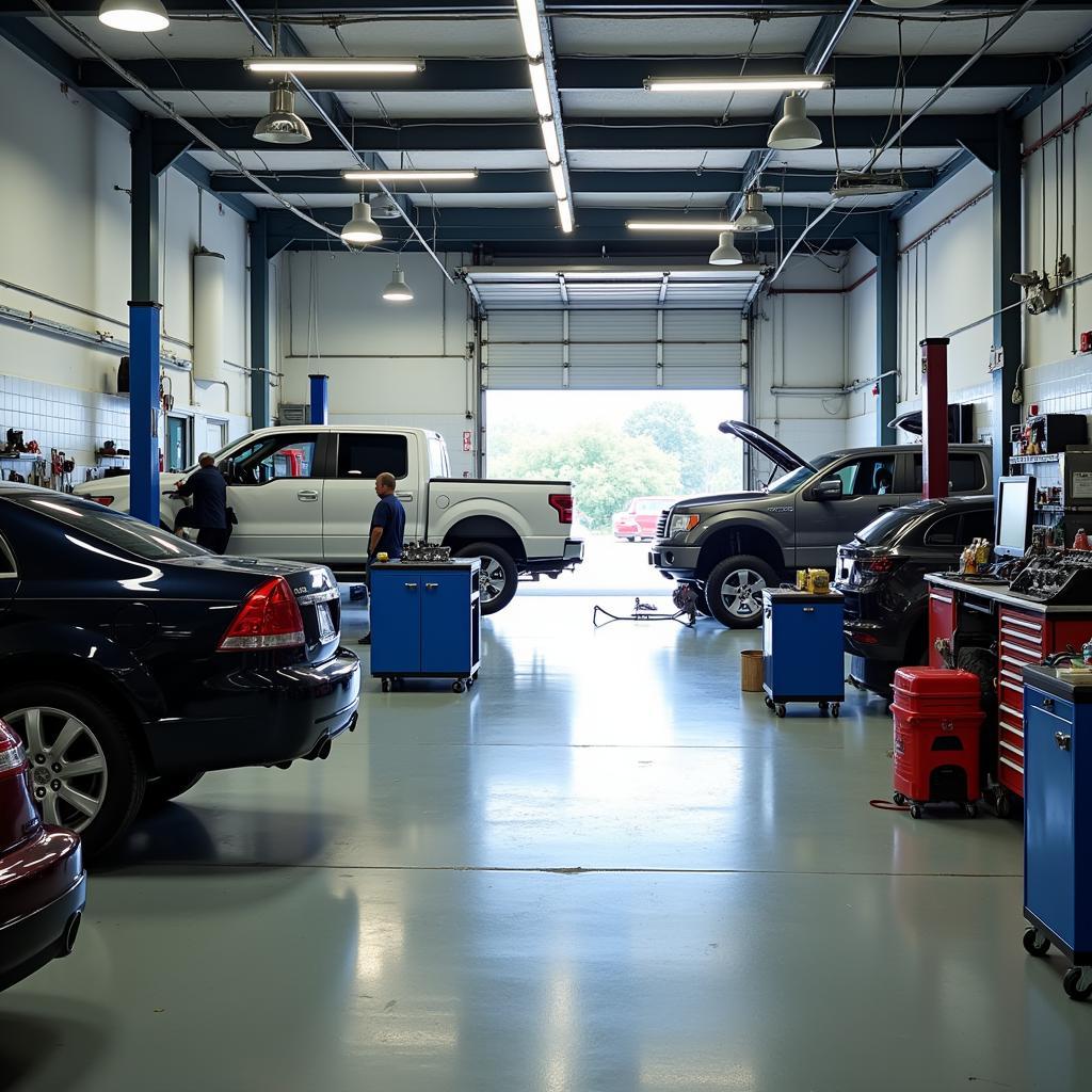 Modern and clean auto repair shop interior in Houston