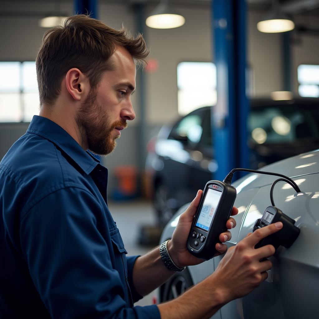 Huntertown Auto Mechanic Performing Diagnostics