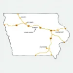 Map of Iowa Highlighting Major Auto Transport Routes