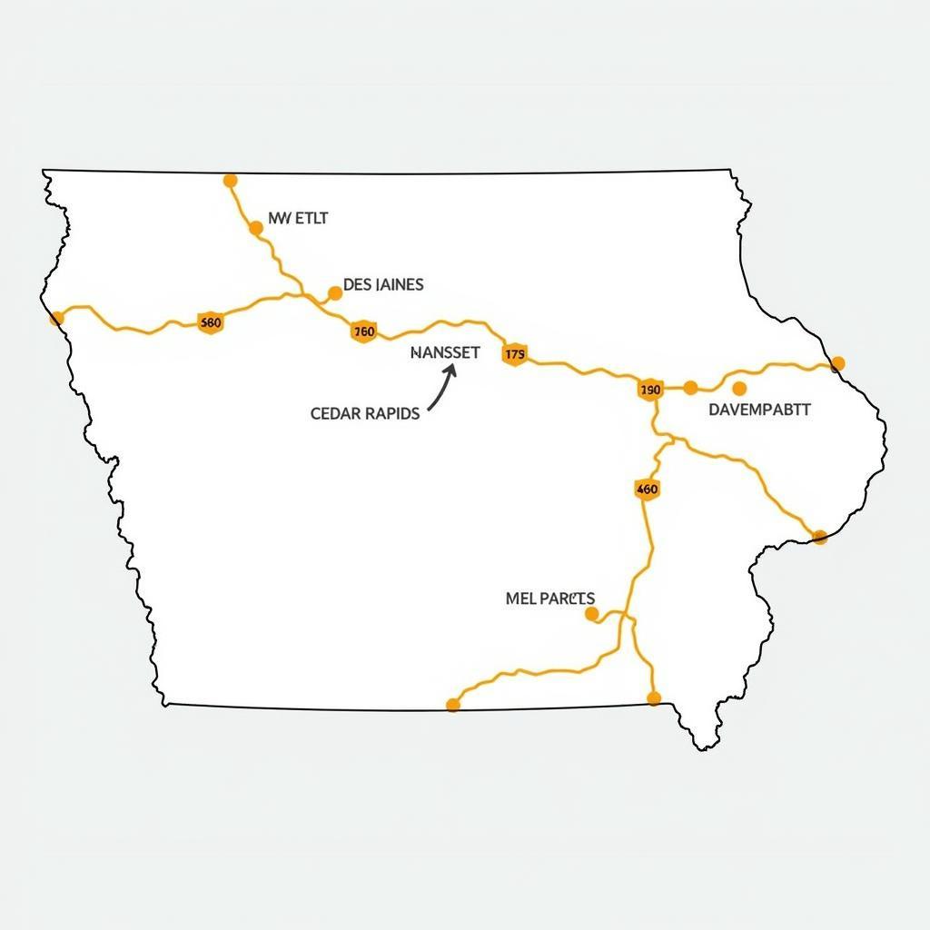 Map of Iowa Highlighting Major Auto Transport Routes