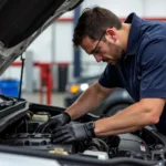 Kentucky Auto Mechanic Working on Car