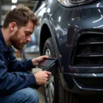 Logan Auto Service Mechanic Performing Vehicle Inspection