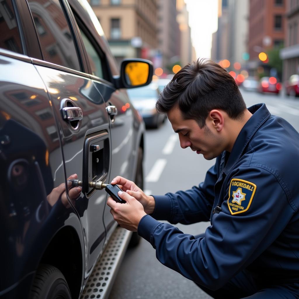 Manhattan Auto Locksmith Working on a Car