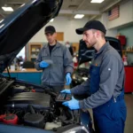 Mechanic Inspecting a Car Near Columbia University