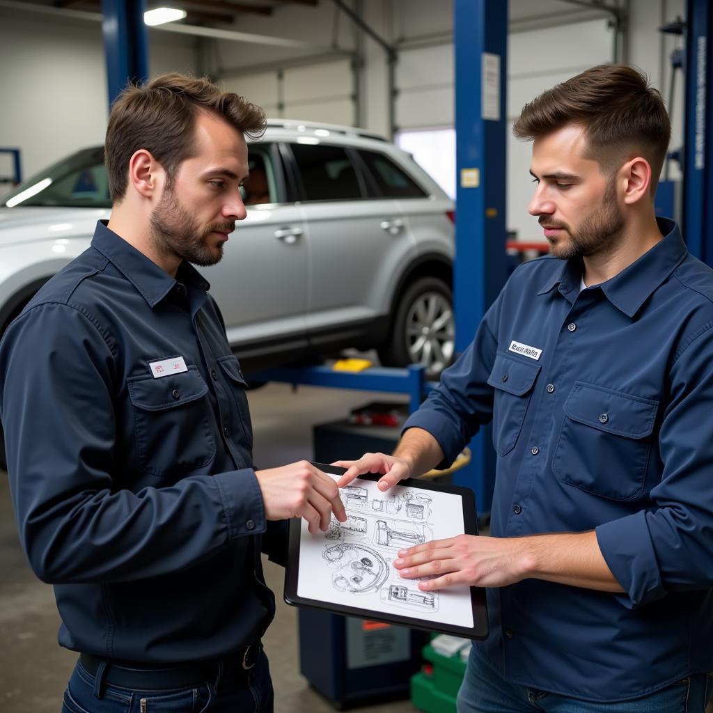 Mechanic Explaining Car Issue to Customer