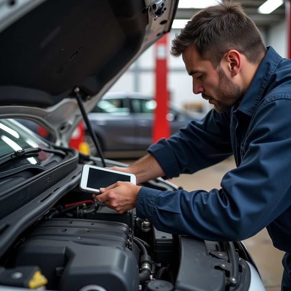 Experienced Mechanic Inspecting a Car Engine in Fairfax