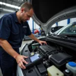 Mechanic Performing Car Diagnostics