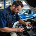 Mechanic Performing Routine Car Maintenance