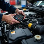 Mechanic Working on a Car Engine