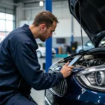 Modern Auto Service Center with Technician