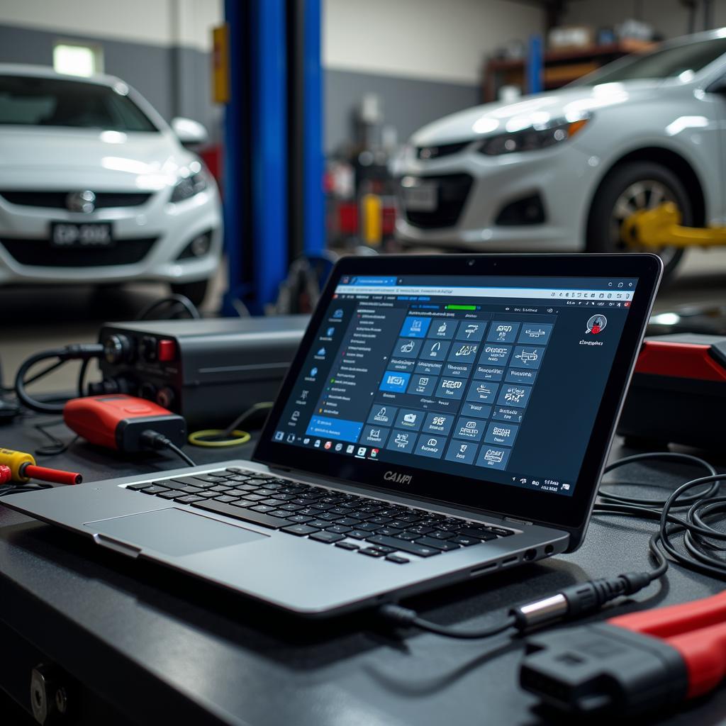 Modern Car Diagnostic Equipment in a Repair Shop