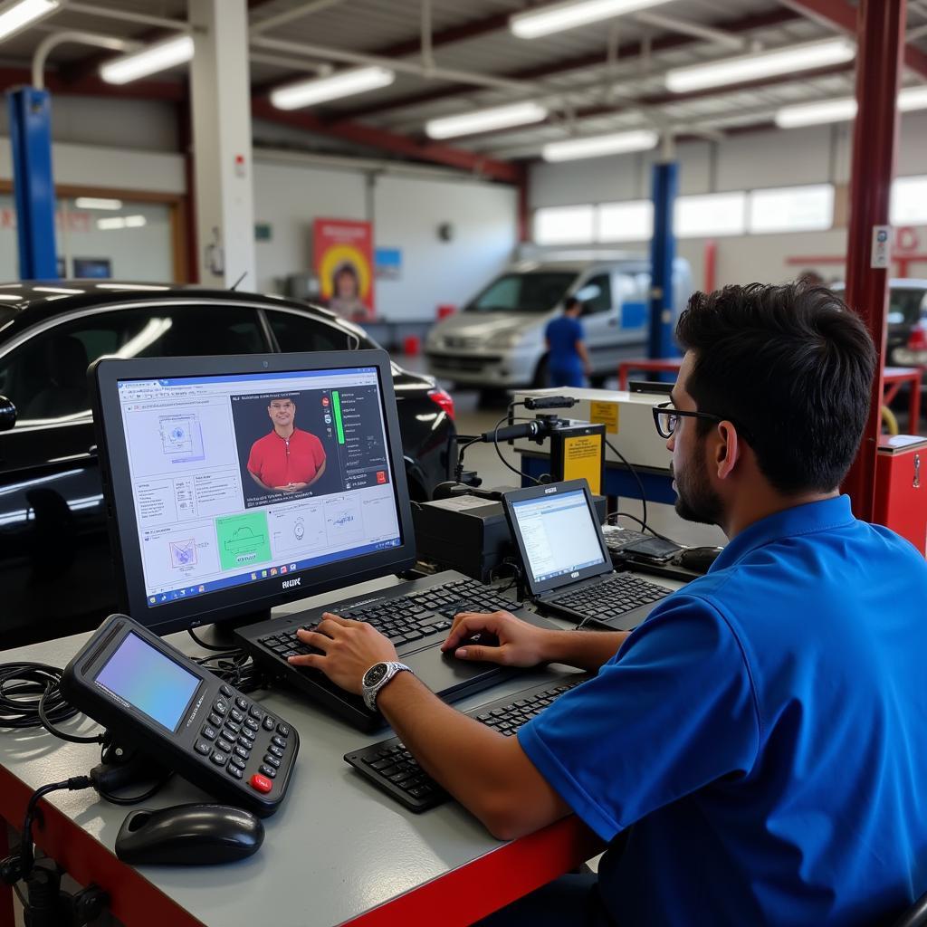 Modern diagnostic tools in a Sri Lankan garage