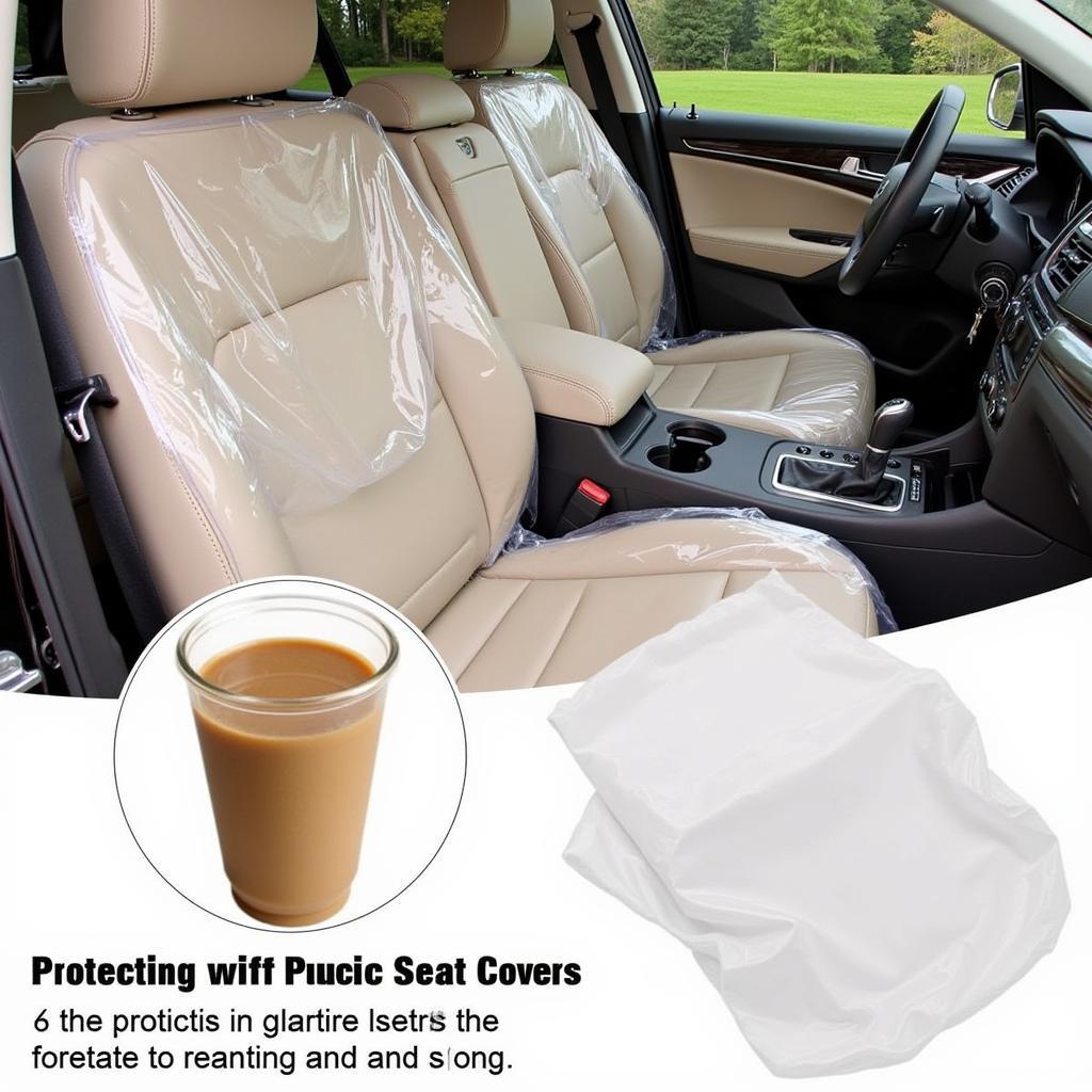 Plastic seat covers protecting car seats from spills and dirt