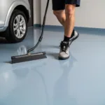 Pouring Epoxy Floor Paint in an Auto Service